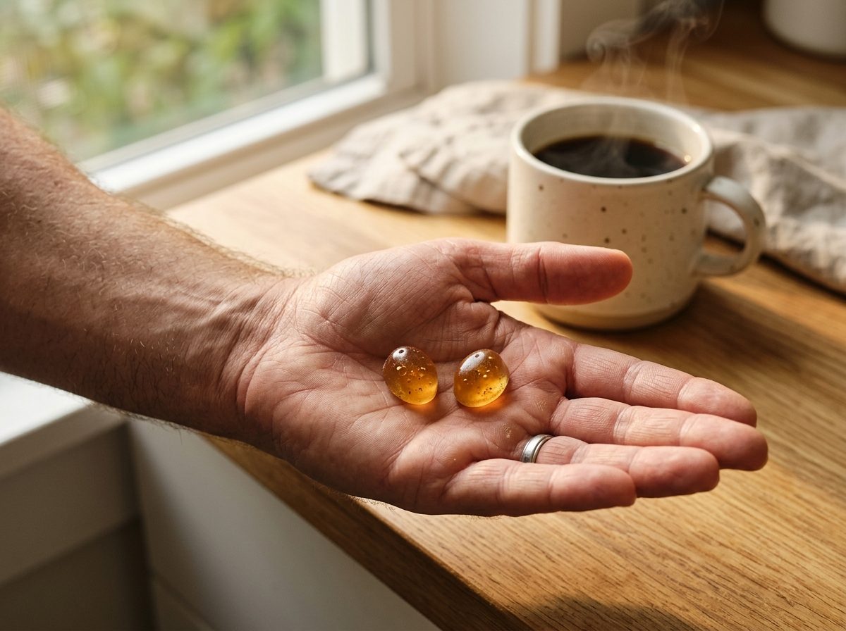 Two daily gummies alongside morning coffee.